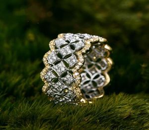 Anello di diamanti pavimentali in oro rosa 18k 925 anelli di fedi nuziali per il fidanzamento del bijou in argento sterling per donne4451517