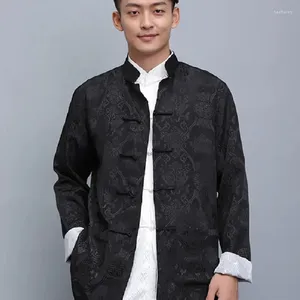 Ethnische Kleidung Männer Chinesische Satin Seiden Tang Anzug Jacke Doppelgesicht Langarm Mantel Hanfu-Jacken Größe S-3xl