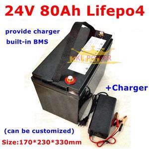 24V 80AH LIFEPO4 BATERIA PACK PARA SISTEMA DE ENERGIENTE SISTEMA DE ENERGIENTE UPS EV Scooter Motor Home Golf Golley Solar Street Light+10A Carregador