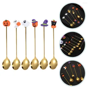 Spoons 6 Pcs Hallowe'en Party Halloween Silverware Style Dessert Dinner Stainless Steel