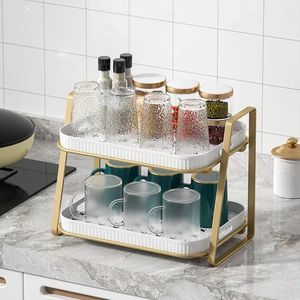 Kitchen Storage 2 Tier Cup Holder Modern Stand With Trays