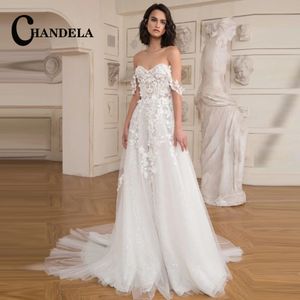 Chandela Elegante abito da sposa Spalla Scialne Decal Decal A-Line Abito da sposa De mariaceme su misura per le donne 240430