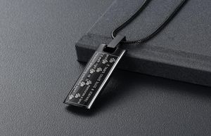 H888 Black Color Bar Cremation Necklace Engraving with Animal Paws Funeral Urn Ashes Holder Stainless Steel Cremation Jewelry8164945
