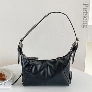 Evening Bags 2024 Fashion Trend Women's Handbags Y2K Style Black Zipper Square Underarm Purse Hobo Luxury Vintage Ladies Shoulder Bolsos