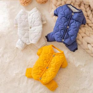 Dog Apparel Simplel Four Legged Pet Cotton Coat Japanese Clothes Winter Thickened Down Jacket Warm Teddy Jumpsuits Solid Color