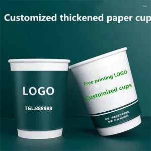 Disposable Cups Straws Paper Cup Custom Printed Logo Commercial Household Thickened Tea Trial Drink Soybean Milk