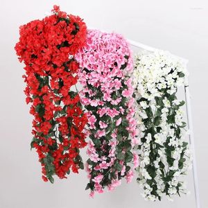 Decorative Flowers 80cm Artificial Hanging Rose Vine For Home Wedding Party Balcony Decor DIY Garland Plants Fake Flower