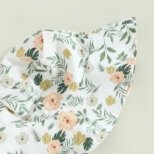 Kläder sätter barn baby flicka sommardräkt avslappnad ärmlösa tank tops elastisk blommig kjol och solhatt set för småbarn