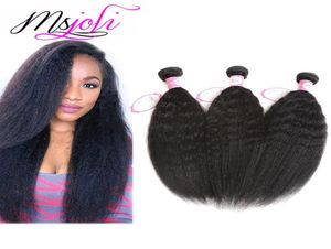 Cabelo virgem brasileiro Humano Human Yaki Straight Yaki Natural Cor 3Bundles 3PicsLot Cabelo queen Haff Double de MS JOLI7132120