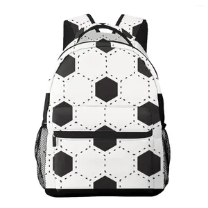 Backpack Teenager Girls School Book Bag Large Capacity Travel White And Black Football Soccer Ball Patter