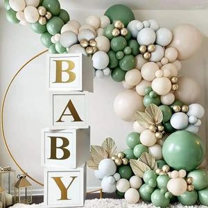 Decorazione per feste 4 pezzi bianchi baby shower box con lettere d'oro blocchi palloncini per il battesimo di compleanno di genere rivelazione