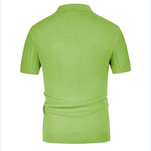 Erkekler için Düz Renk Örme Polo Gömlekler Kısa Kollu Gelgit Marka Yaz Kalitesi Viskoz Elastik Çizgili Günlük Camisas De Hombre