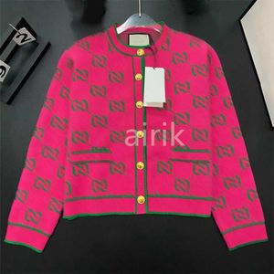 Fashionable Women Cardigan Sweaters Soft Cashmere Knit Tops Button Cardigans Design Green Striped Letter Decoration Fall Designer