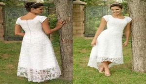 Vintage Country Style HI Low Wedding Dress Full Lace Capped Garden Short Front Long Back Billig Högkvalitativ brudklänningar Dragkedja UP7947117