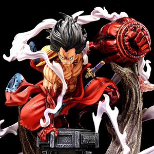 Action Toy Figures One Piece Anime Figure 26cm Wano Gear 4 Luffy 2 Head Pieces Statue Figures Collectible Model Decoration Toy Christmas Gift