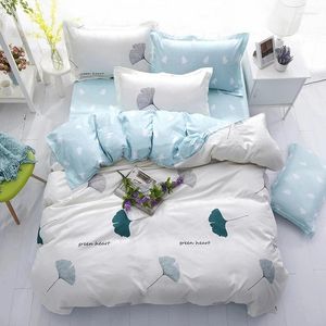 Sängkläder set färskt ginkgo blad mode tecknad uppsättning mjuk täcke täcke kudde fodral säng barn baby gåva