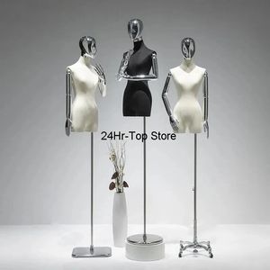 Klädbutik Skyltdockor Kvinnors kläder för elektroplätering av linneställningar Stativ Ställer Ställer Kvinnliga Dummy Mannequin Display Stands