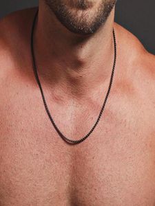 Classic 2mm Black Box Chain Necklace Men Titanium Steel för smycken2277765