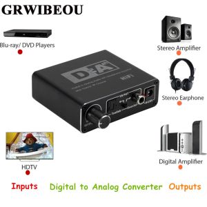 Converter Grwibeou Hifi DAC Digital To Analog Audio Converter RCA 3.5mm Headphone Amplifier Toslink Optical Coaxial Output Portable DAC