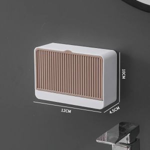 No Punching Wall Hanging Double Lattice Clamshell Soap Box Toilet Cover Soap Rack Bathroom Kitchen Soap Box Dish Storage