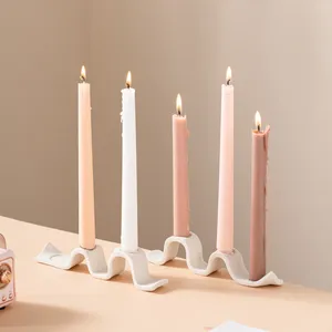 Candle Holders Nordic Simple Ceramic Holder Wave Shape Candlestick Tabletop Decorations Crafts Romantic Candlelight Dinner Decor