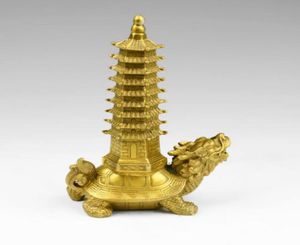 Pure Copper Dragon Turtle Nine Layers Wenchang Tower Fortune Small Place3120468