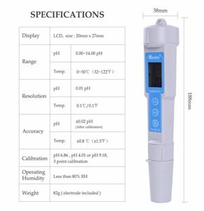 Wodoodporny CT6023 cyfrowy miernik pH Pentepe PH Meters Portable Tester Monitor Detektor 0001400Ph1997481