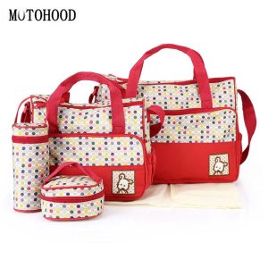 Gravestones Motohood 5st Baby Diaper Bag Set For Mom Baby Changing Nappy Bags Organizer Maternity Nappy Bags Set Dot Tote Bag