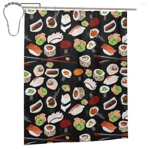 Duschgardiner Yummy Sushi Mönstergardin för Bathroon Personligt roligt baduppsättning med järnkrokar Hemdekor gåva 60x72in