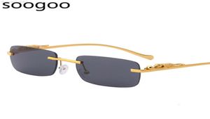 Gafas rectangur sin montura para mujer y hombre, anteojos sol femeninos marca lujo, a moda, con marco de luz azul,8630270