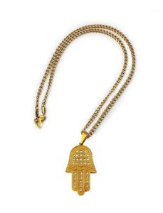 Mens Curb Cuban Necklace Chain Silver Color Gold 316L Rostfritt stål Kristallhänge Halsband för kvinnor Punk Fashion Jewelry15376833