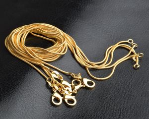 Kampanjförsäljning 18K Guldkedjan halsband 1mm 16in 18in 22in 24in 26in 28in 30in blandad slät kedja halsband unisex halsband HJ2694619688