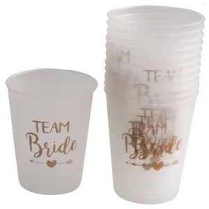 Party Decoration 12Pcs Team Bride Plastic Cup Hen Translucent Cups Set Tumblerful Wedding Bachelor Supplies