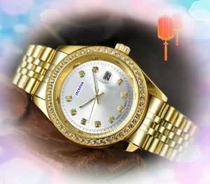 Unisex Military Männer Frauen beobachten Business -Freizeit -Diamanten Ring Punkt Edelstahluhr Quarz automatisch Tag Datum Zeitkette Armband Uhrengeschenke