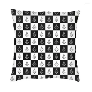 Cuscino Freemason a scacchi di cover divano di divano soggiorno muratore di lancio quadrato massonico 45x45