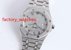 Wysokiej jakości Men039s Watches Liczby arabskie mrożone srebrne obudowy diamentowe zegarek 42 mm Automatyczne mechaniczne mężczyzn na rękę 9664735