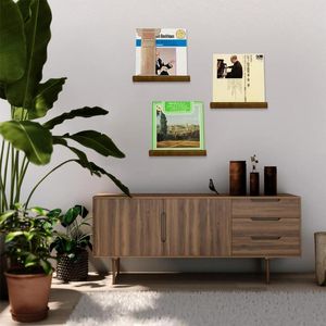 Record Holder Wall Solid Wood Record Shelves Wood Floating Album Shelf Smooth and Sturdy Album Record Holder for Home Decor