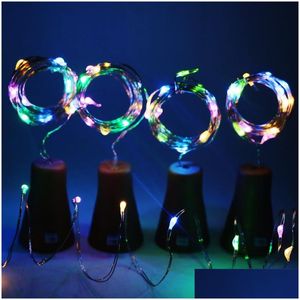 LED -strängar edison2011 Cork Shaped Wine Bottle String Light Solar Power 1M 10 Night Fairy Lamp Colorf Tiny Drop Leverany Lights Lighti Dhaq7