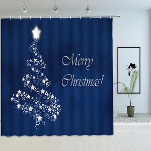 Shower Curtains White Star Christmas Trees Curtain Kids Art Print Bathroom Waterproof Polyester Fabric Bath With Hooks Screen