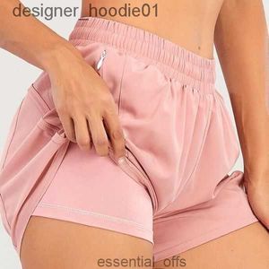 Shorts femininos l marca feminina yoga roupas de alta cintura alta exercícios de calça curta fitness wear garotas executando calças adultas elásticas sportswearzuns c240413