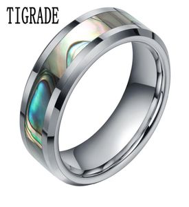 Tigrade 68mm Green Abalone Inlay Tungsten 카바이드 반지를위한 닦은 마무리 남성 웨딩 밴드 약혼 패션 보석 Y11247476517