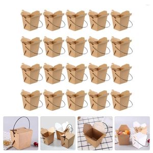 Nehmen Sie Container 20pcs Handheld Paper Food Takeaway Boxes Salate Packaging for Shop heraus