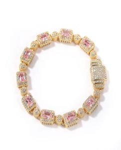 Hip Hop Copper Inclaid Pink Zircon Tennis Bracelet Men Women Diamond Diamond Misture 7 polegadas 8 polegadas Bracelets de jóias Acessórios de joias3191645