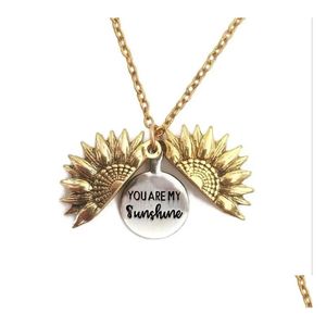 Pendant Necklaces Words You Are My Sunshine Best Friends Bitches Valentine Necklace Antique Gold Sunflower Locket For Drop Delivery Je Dhdcj