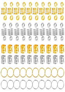 180pcs Metal African Hair Rings Bads Pofos Tubos Charms Dreadlock Dread Hair Braids Acessórios de decoração de jóias Gold 2203121751339