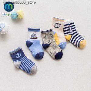 Kids Socks 5 pairs/many cute baby socks for girls dinosaur boats airplanes Skarpetki boys knitted cotton soft newborn socks for children warm and slim Q240413