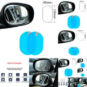 Nya 2st CAR-bakre klistermärken Rain Clear Vision Reversing Mirror Side Window Reflective Waterproof Anti-dimfilm