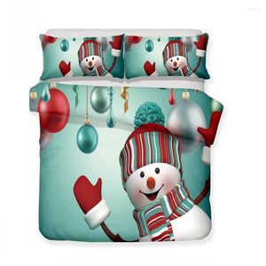 Zestawy pościeli uśmiech Snowman 3d Set Caste Cover Pillowcazy do domu w sypialni luksusowe łóżko 2/3 pne