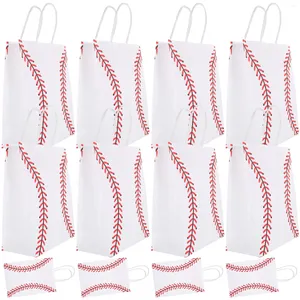 Gift Wrap 12 Pcs Baseball Bag Small Bags Favor Sports Snack Paper Kraft With Handles Baseballs