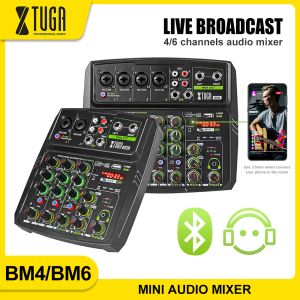 Mixer Xtuga Mixer Audio DJ Console med mobiltelefon live sändningsfunktion, Bluetooth, övervakning, USB för PC -inspelning, live -sändning